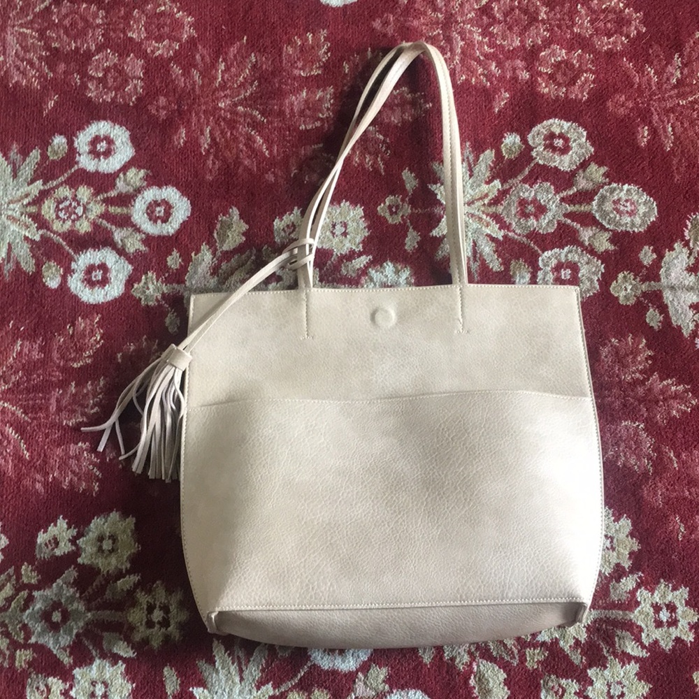 Anthropologie Faux Leather Tote w/ Clutch
